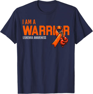 I Am A Warrior Leukemia Cancer Awareness Boxing Gloves Gifts T-Shirt - T-Shirt | Navy