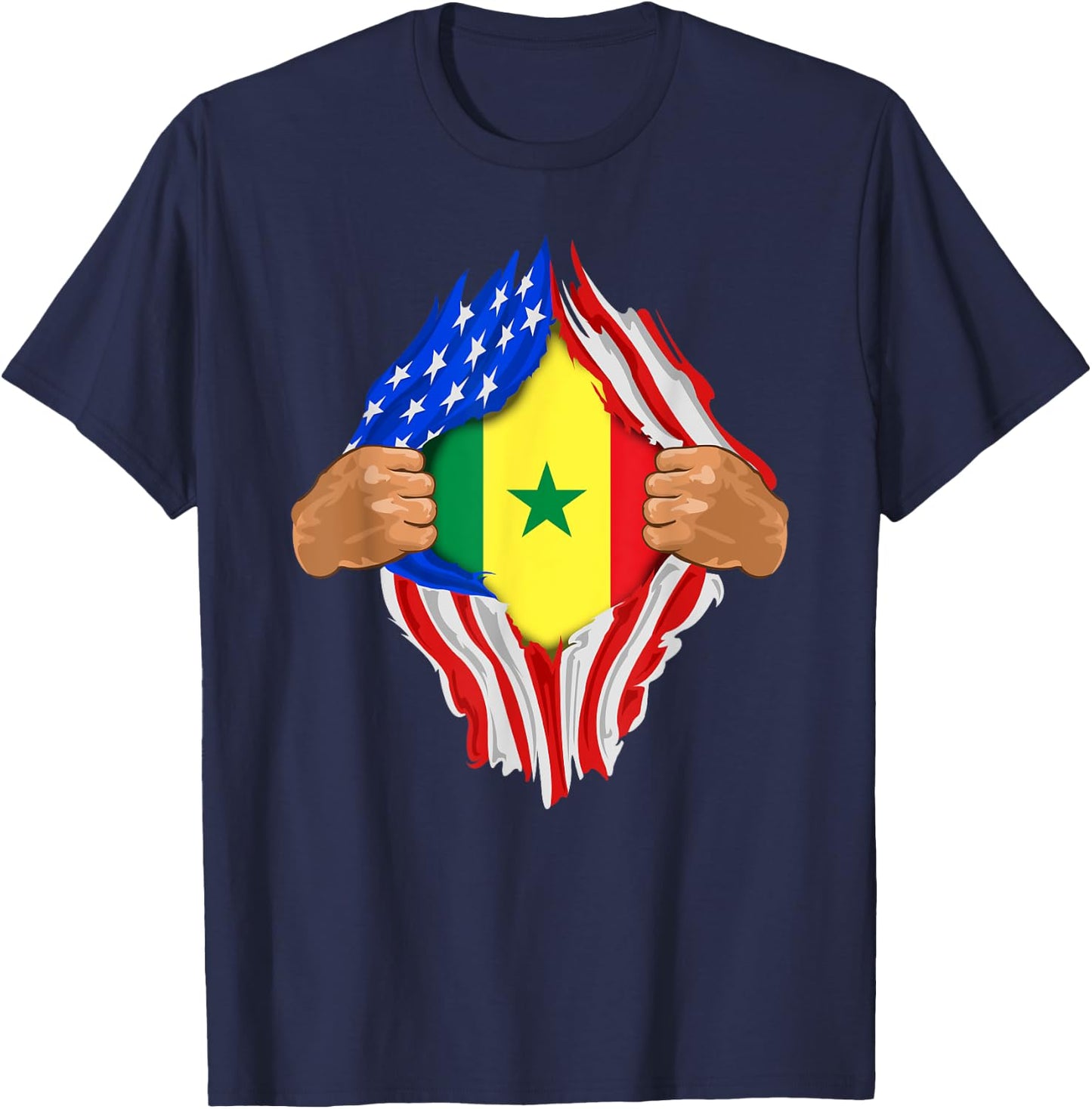 Senegalese Blood Inside Me | Senegal Flag Gift T-Shirt - T-Shirt | Navy