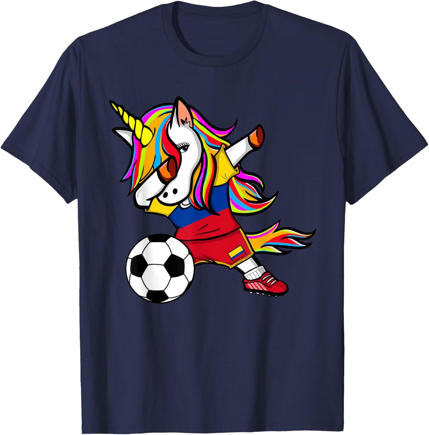 Dabbing Unicorn Colombia Soccer Jersey - Colombian Football T-Shirt - T-Shirt | Navy