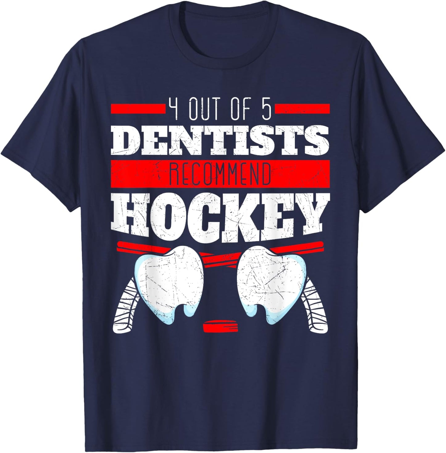 Dentist Mouth Doctor Dentistry Dental Surgeon Hockey Gift T-Shirt - T-Shirt | Navy