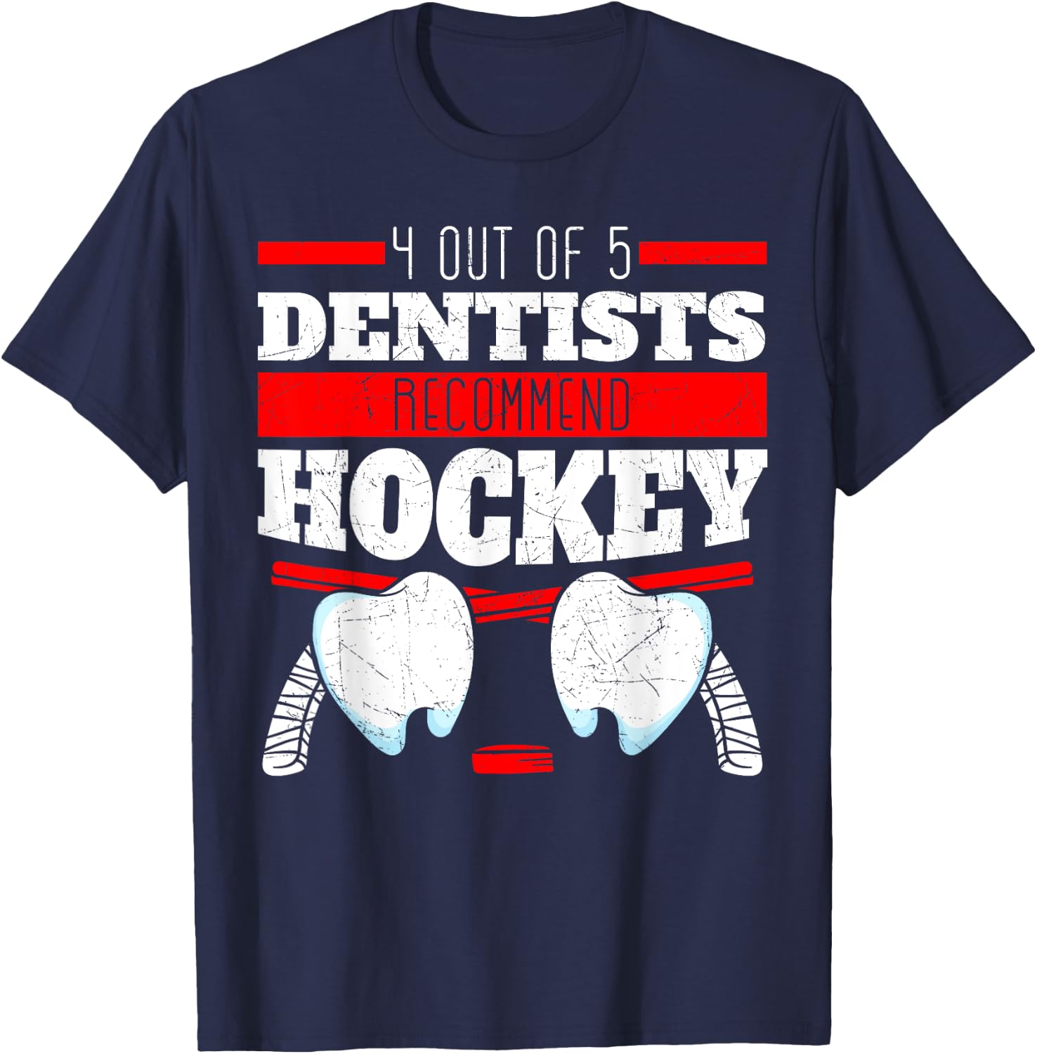 Dentist Mouth Doctor Dentistry Dental Surgeon Hockey Gift T-Shirt - T-Shirt | Navy