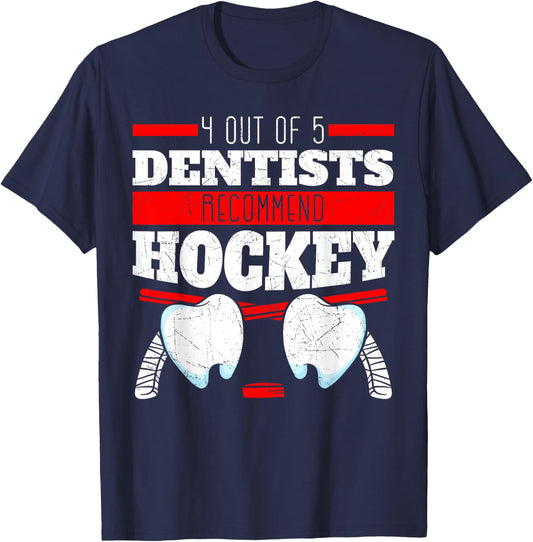 Dentist Mouth Doctor Dentistry Dental Surgeon Hockey Gift T-Shirt - T-Shirt | Navy