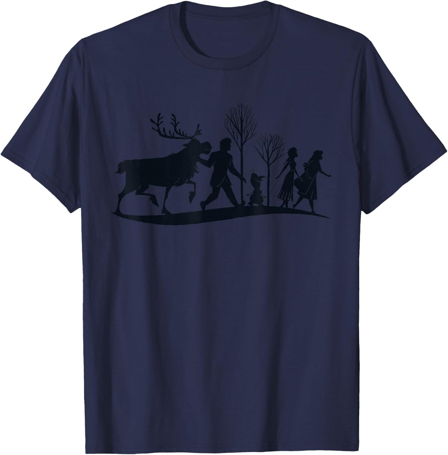 Disney Frozen 2 Characters Anna Elsa Silhouette T-Shirt - T-Shirt | Navy
