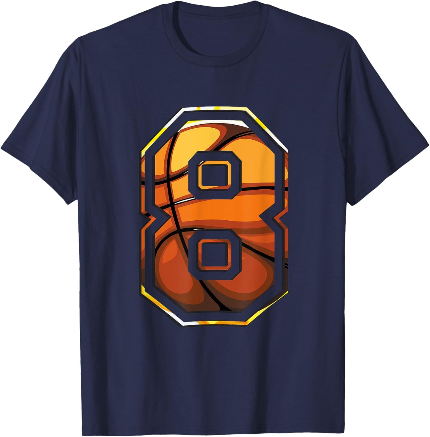 8th Birthday Basketball Gift Player Number 8 T-Shirt - T-Shirt | Navy