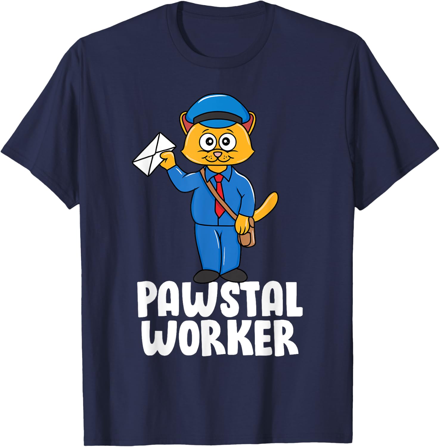 Postal Worker Funny Cat Pun Mailman Mail Lady Gift T-Shirt - T-Shirt | Navy