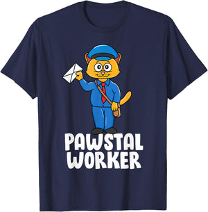 Postal Worker Funny Cat Pun Mailman Mail Lady Gift T-Shirt - T-Shirt | Navy
