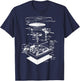 Vintage Blueprint - Phonograph Vinyl Player Retro Chart Gift T-Shirt - T-Shirt | Navy