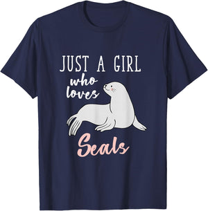 Ocean Animal Lover Gift Women Girls Kids Seal T-Shirt - T-Shirt | Navy