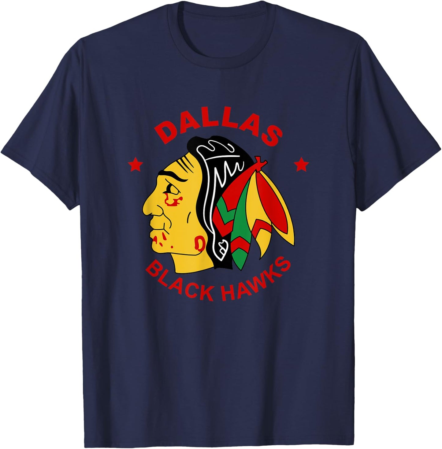 Dallas Black Hawks Vintage Hockey Fan T-Shirt - T-Shirt | Navy