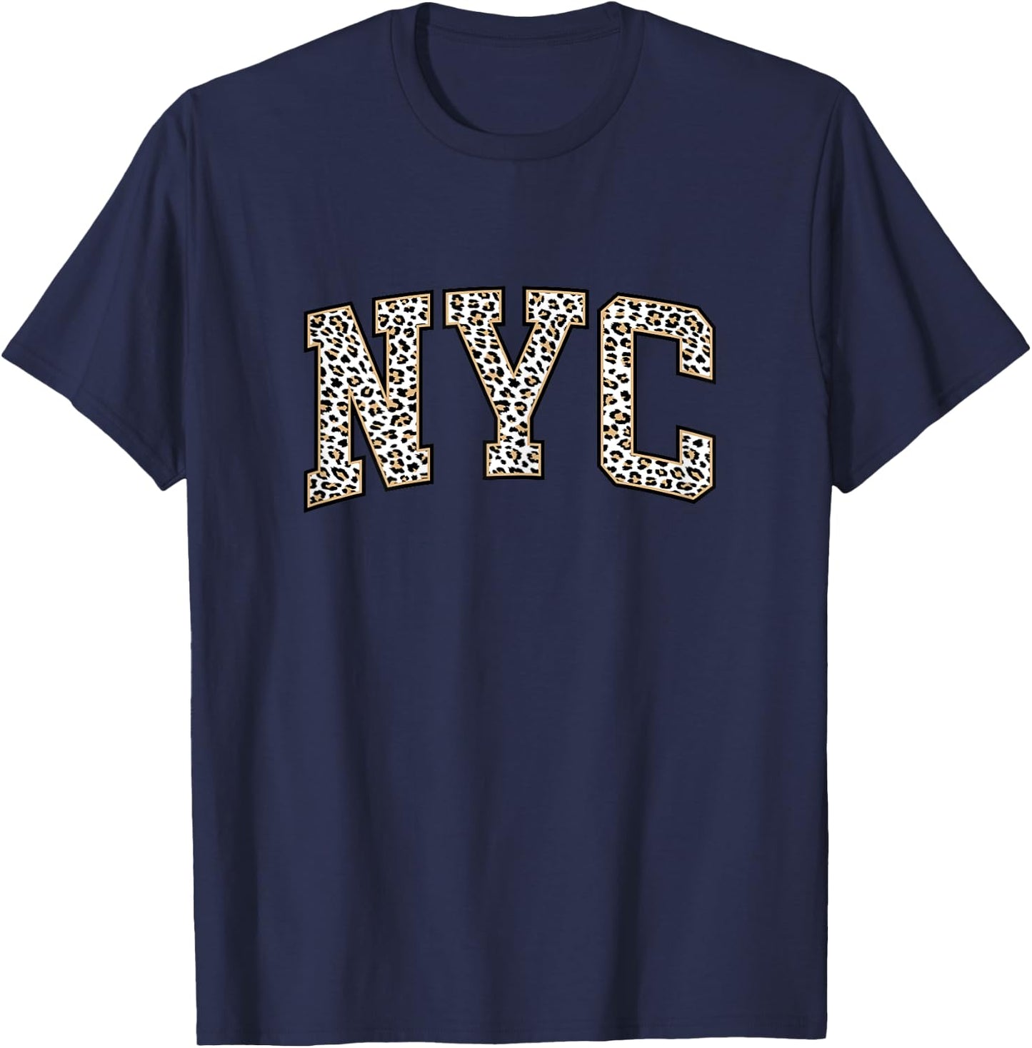 New York City | Stylish Leopard Print NYC T-Shirt - T-Shirt | Navy