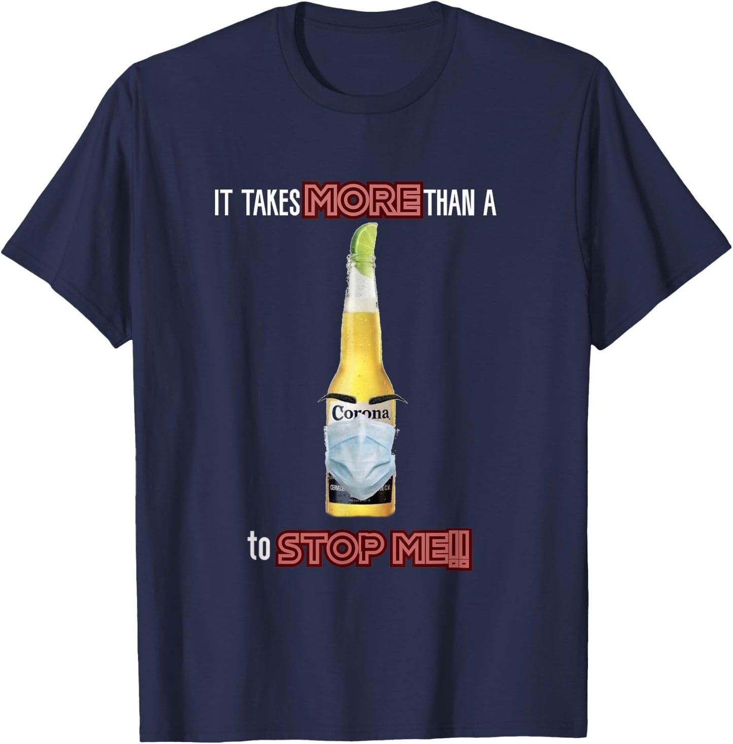 Funny Cool Beer Corona mask T-Shirt - T-Shirt | Navy