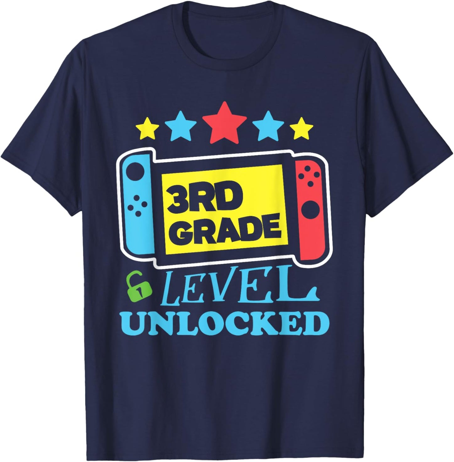 Game Gaming 3rd Grade Level Unlocked First Day Boys Gifts T-Shirt - T-Shirt | Navy