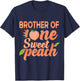 Brother First Birthday One Sweet Peach Bday Family Matching T-Shirt - T-Shirt | Navy