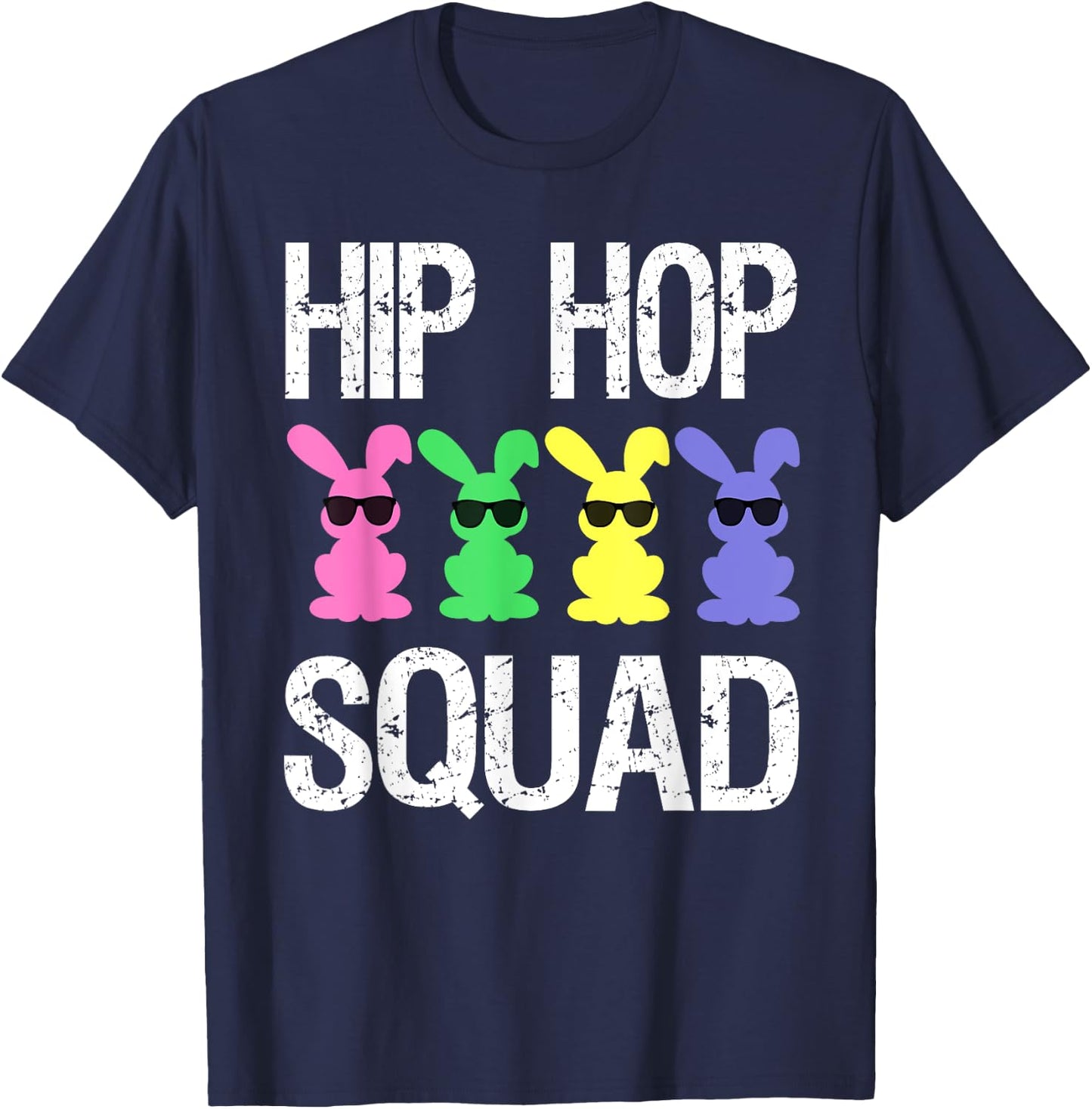 Hip Hop Squad Funny Easter Bunny Boys Girls Kids T-Shirt - T-Shirt | Navy