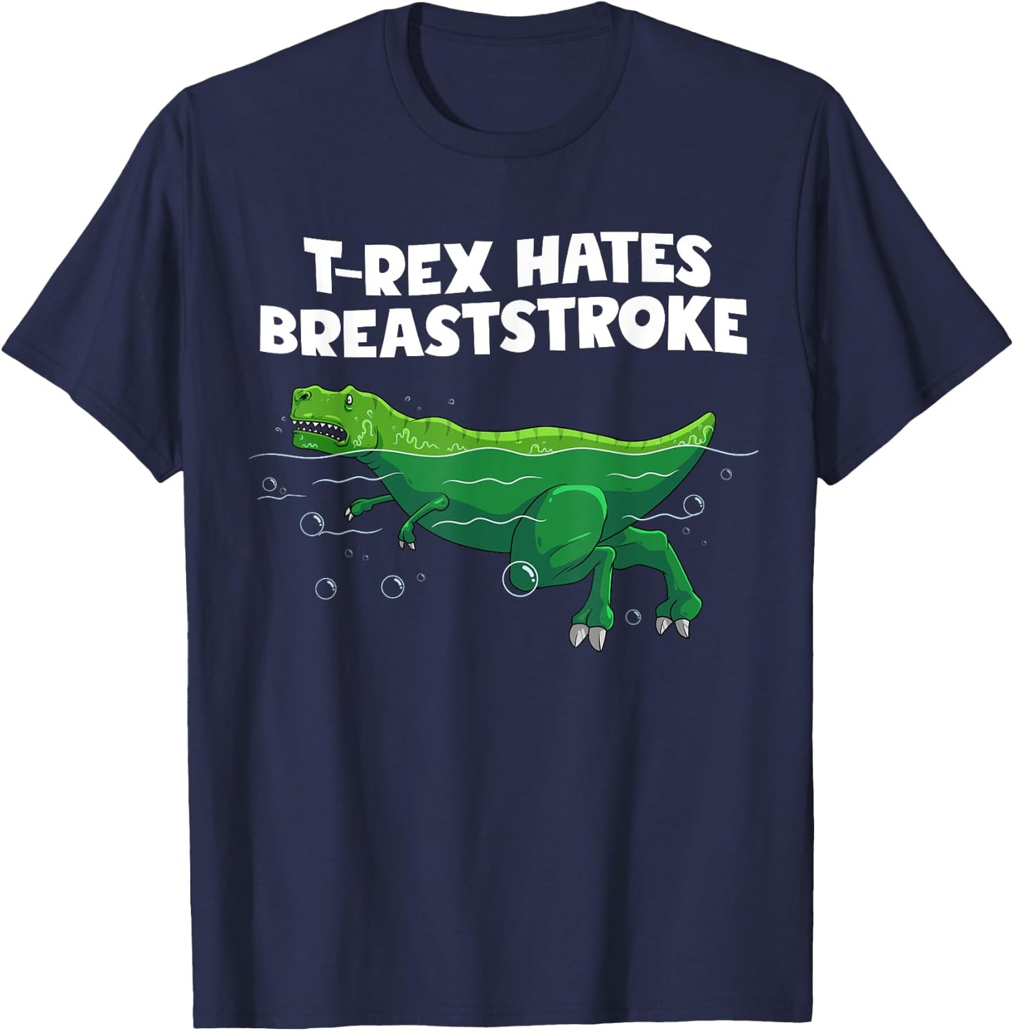 Funny T-Rex Gift Men Women Cool Dino Swimming Breaststroke T-Shirt - T-Shirt | Navy