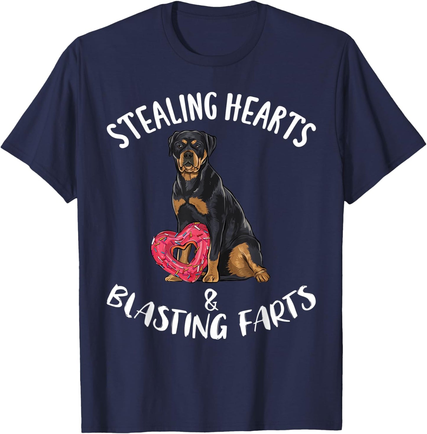 Stealing Hearts Blasting Farts Rottweiler Valentines Day T-Shirt - T-Shirt | Navy