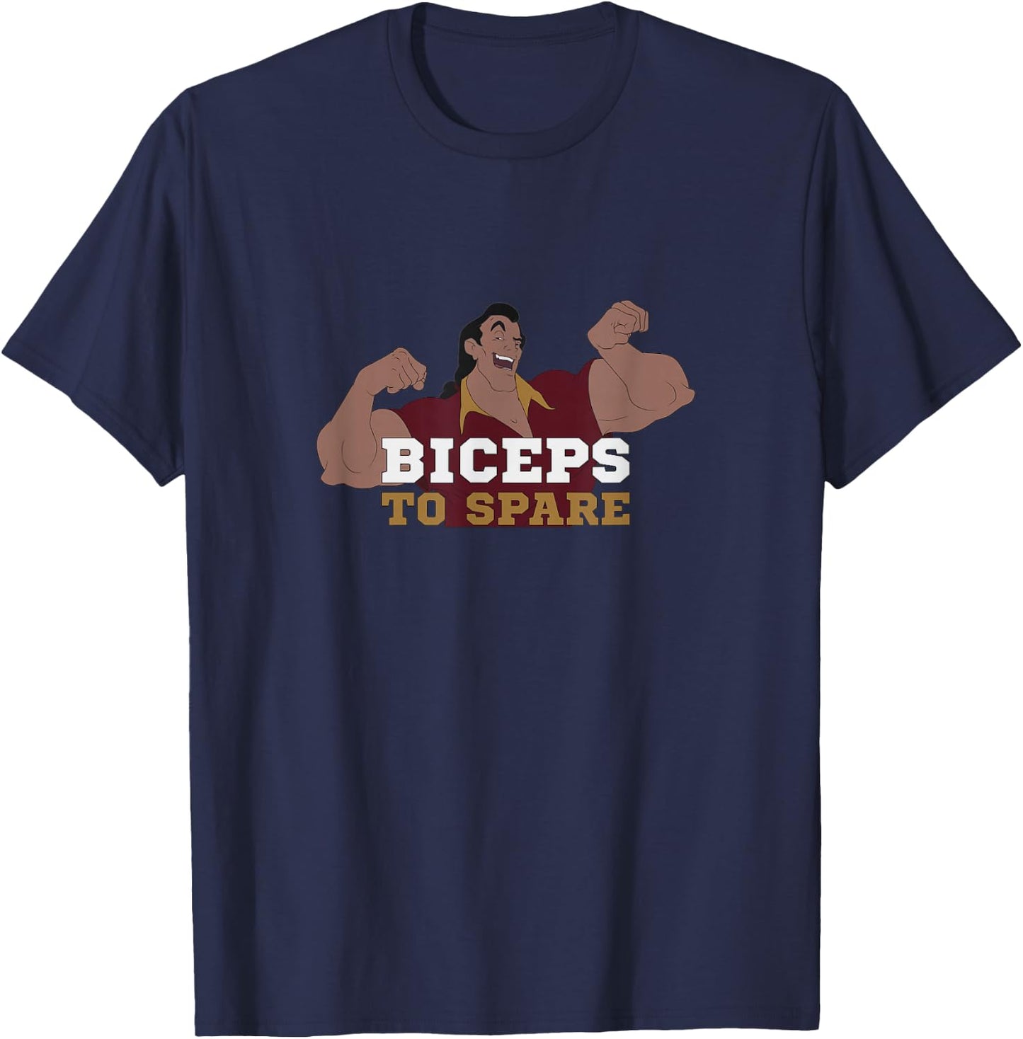 Disney Beauty & The Beast Gaston Flexing Biceps To Spare T-Shirt - T-Shirt | Navy
