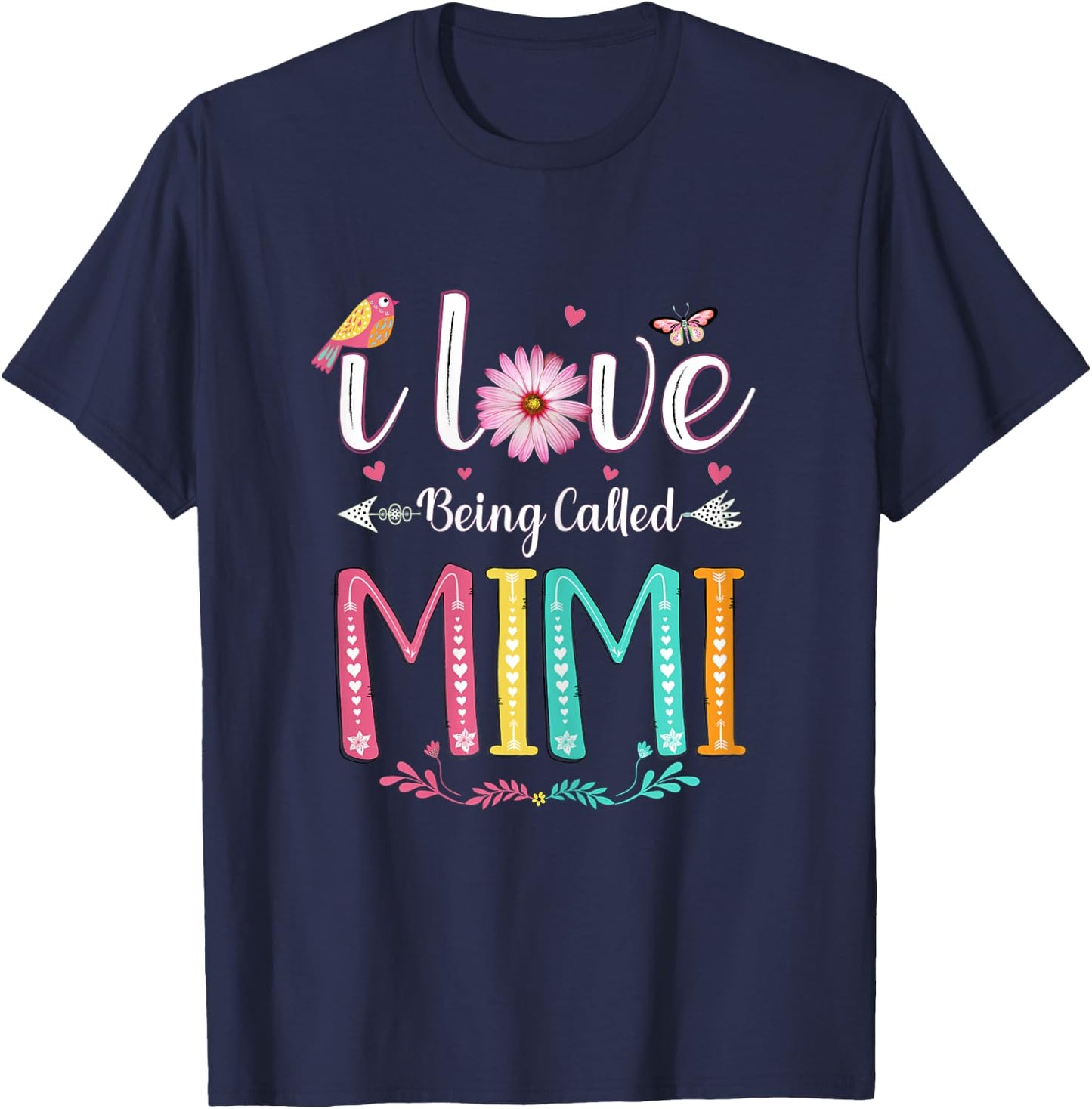 I Love Being Called Mimi Daisy Flower for Grandma T-Shirt - T-Shirt | Navy