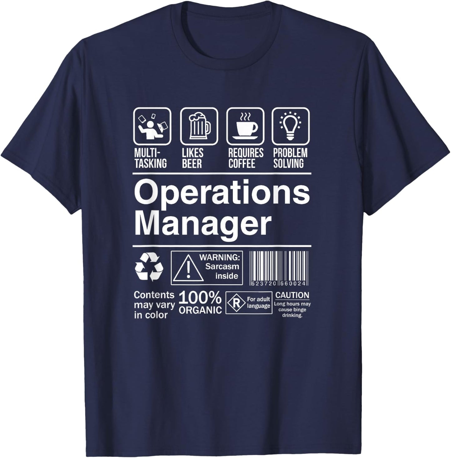 Operations Manager Product Label Funny Gift T-Shirt - T-Shirt | Navy
