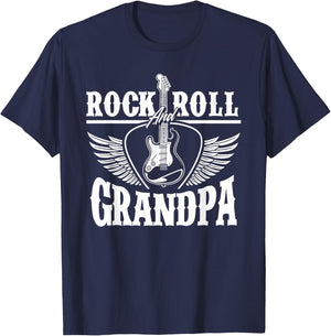 Rock And Roll Grandpa Funny Grandfather Guitarist Gift T-Shirt - T-Shirt | Navy