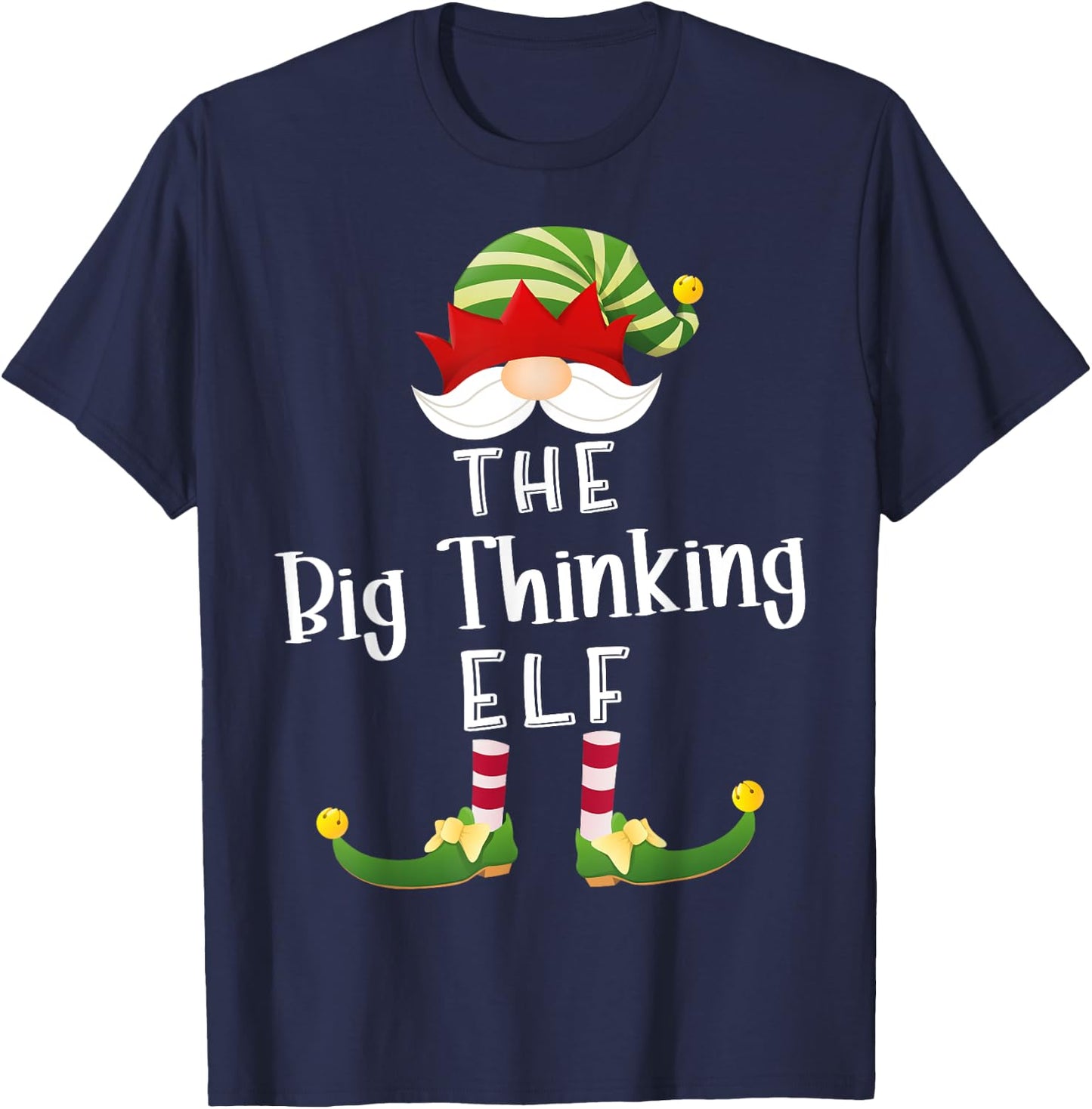 Big Thinking Elf Group Christmas Funny Pajama Party T-Shirt - T-Shirt | Navy