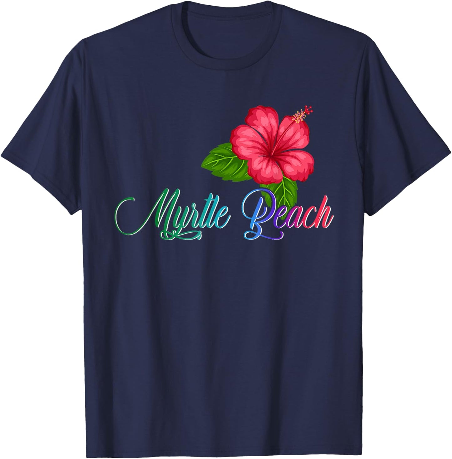 Myrtle Beach Carolina Hibiscus Flower Women Kids T-Shirt - T-Shirt | Navy
