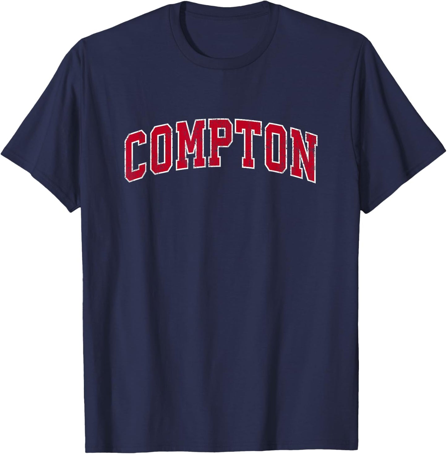 Compton California CA Vintage Sports Design Red Design T-Shirt - T-Shirt | Navy