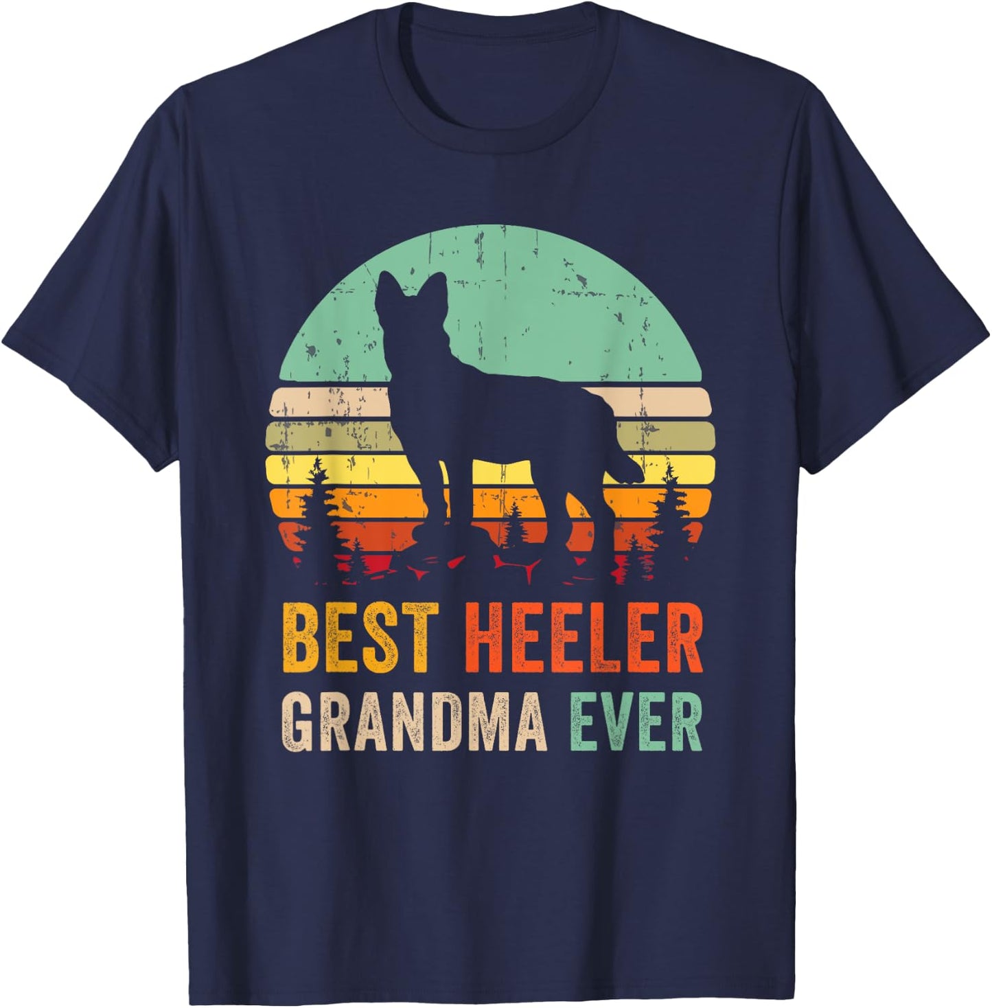 Best Grandma Ever Gift Red Blue Heeler Australian Cattle Dog Women T-Shirt - T-Shirt | Navy