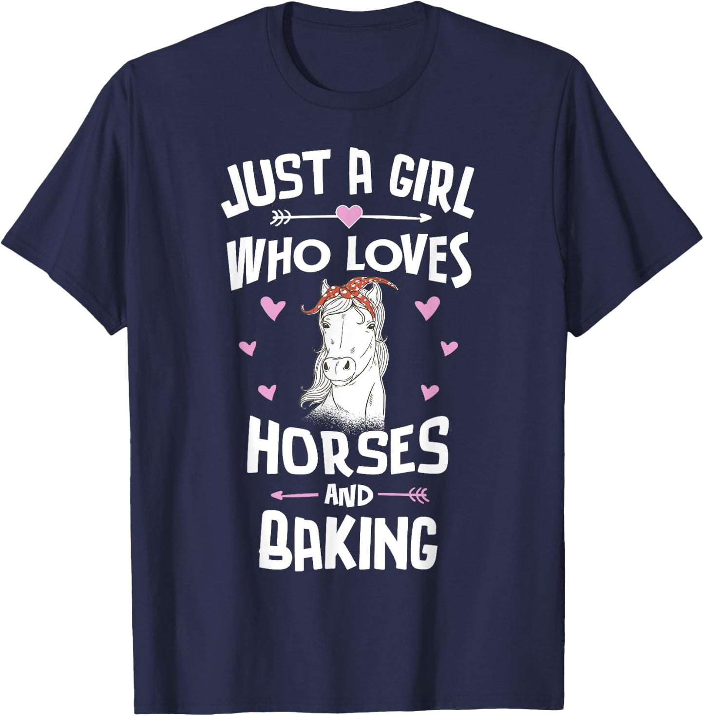Horses And Baking Gifts for Girls Women T-Shirt - T-Shirt | Navy