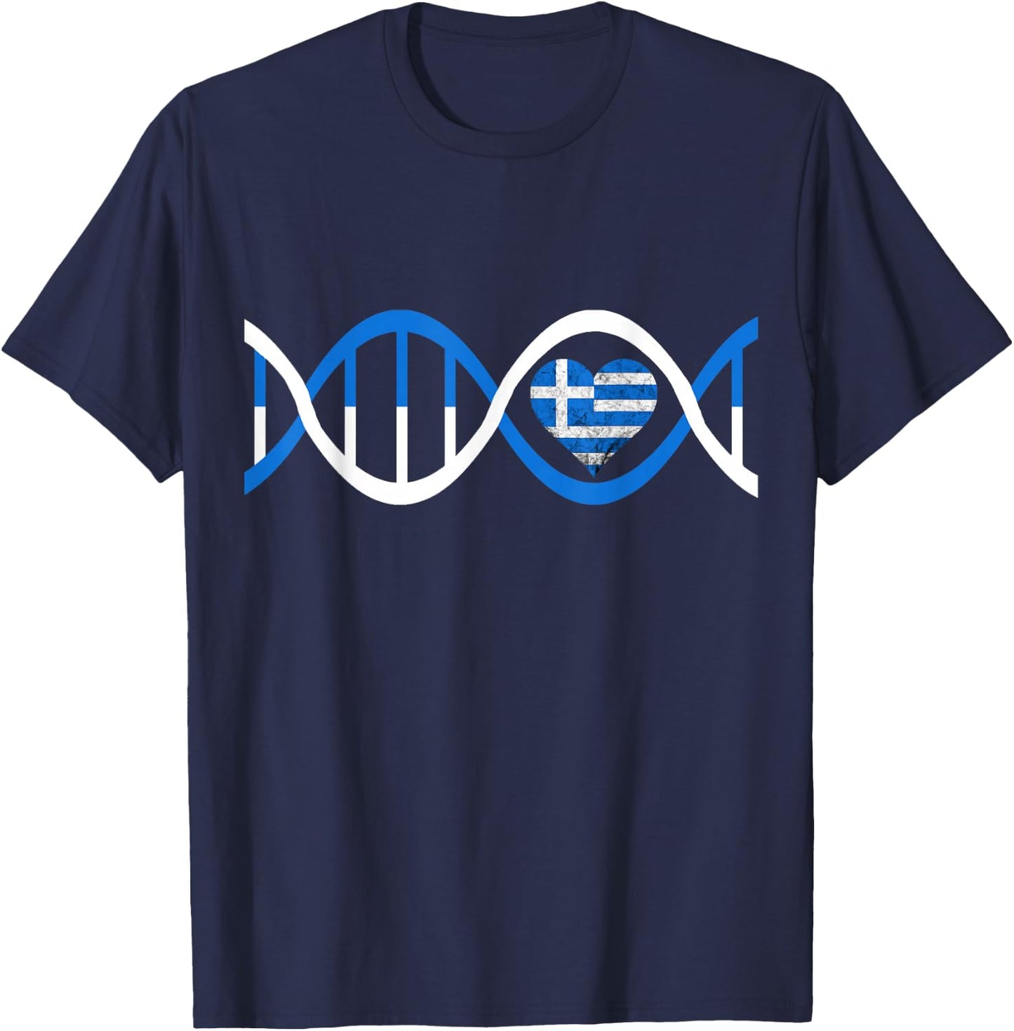 Greece Heart Greek DNA Strand Greek Genetics T-Shirt - T-Shirt | Navy