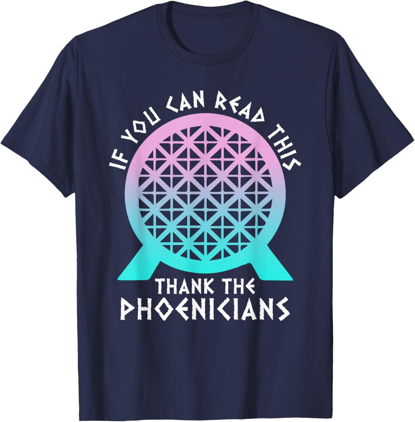 SOMMAS PHOENICIANS If You Can Read This Thank Phoenicians Women's Black Modern Casual Letter Print , Small T-Shirt - T-Shirt | Navy
