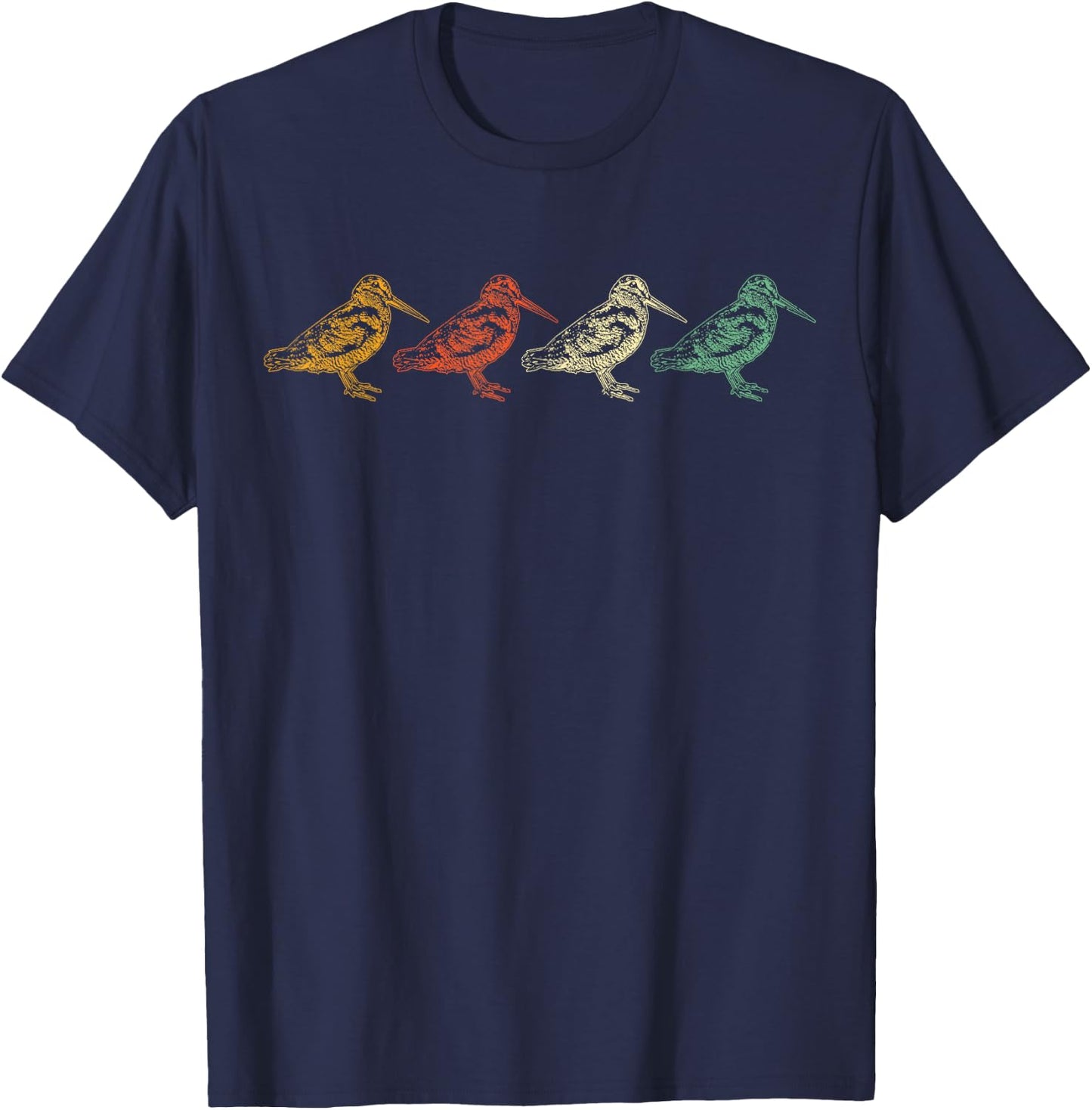 American Woodcock Bird Retro Vintage Unique Birding Gift T-Shirt - T-Shirt | Navy