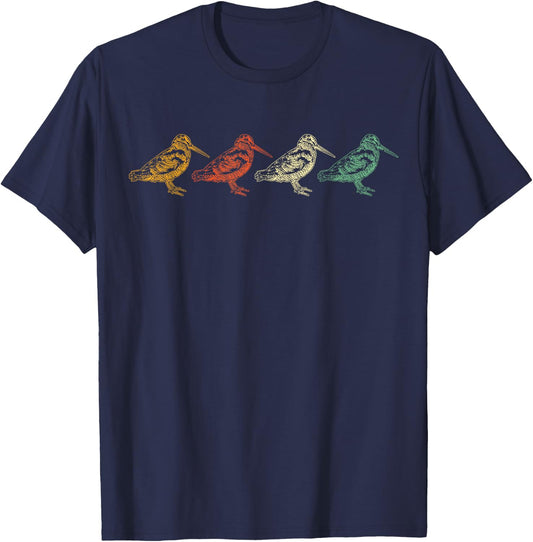 American Woodcock Bird Retro Vintage Unique Birding Gift T-Shirt - T-Shirt | Navy