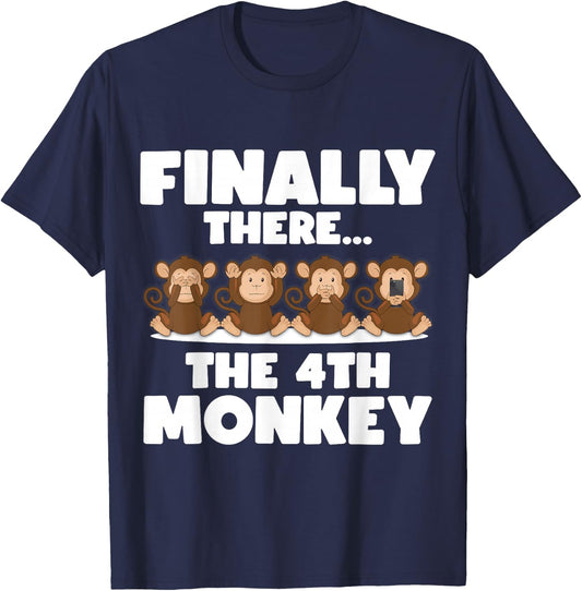 Three Monkeys - Finally There the 4th Monkey T-Shirt - T-Shirt | Navy