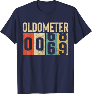 Funny 69 Years Old Oldometer Vintage 69th Birthday Odometer T-Shirt - T-Shirt | Navy