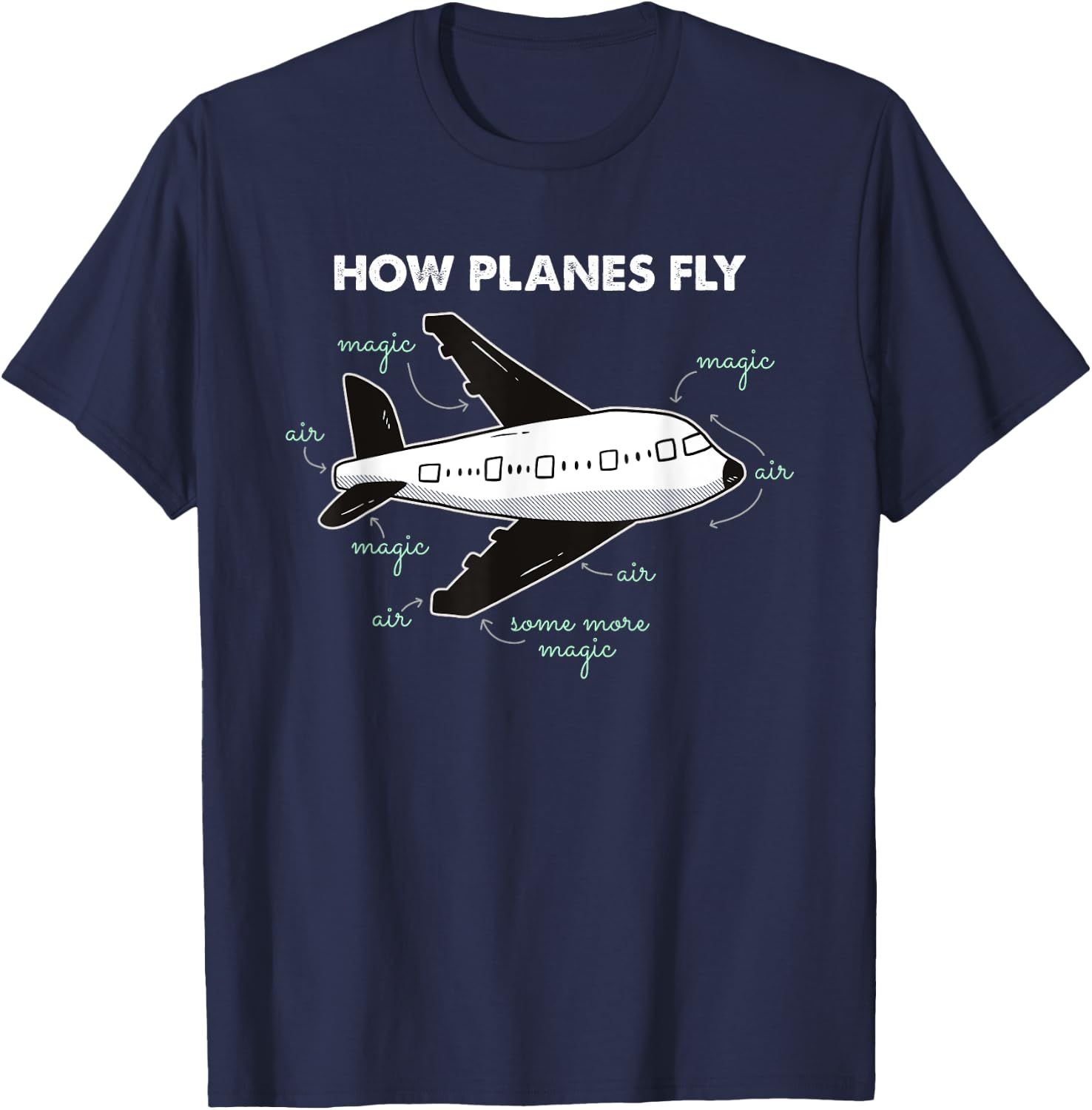 How Planes Fly Funny Aerospace Engineer Engineering Gift T-Shirt - T-Shirt | Navy