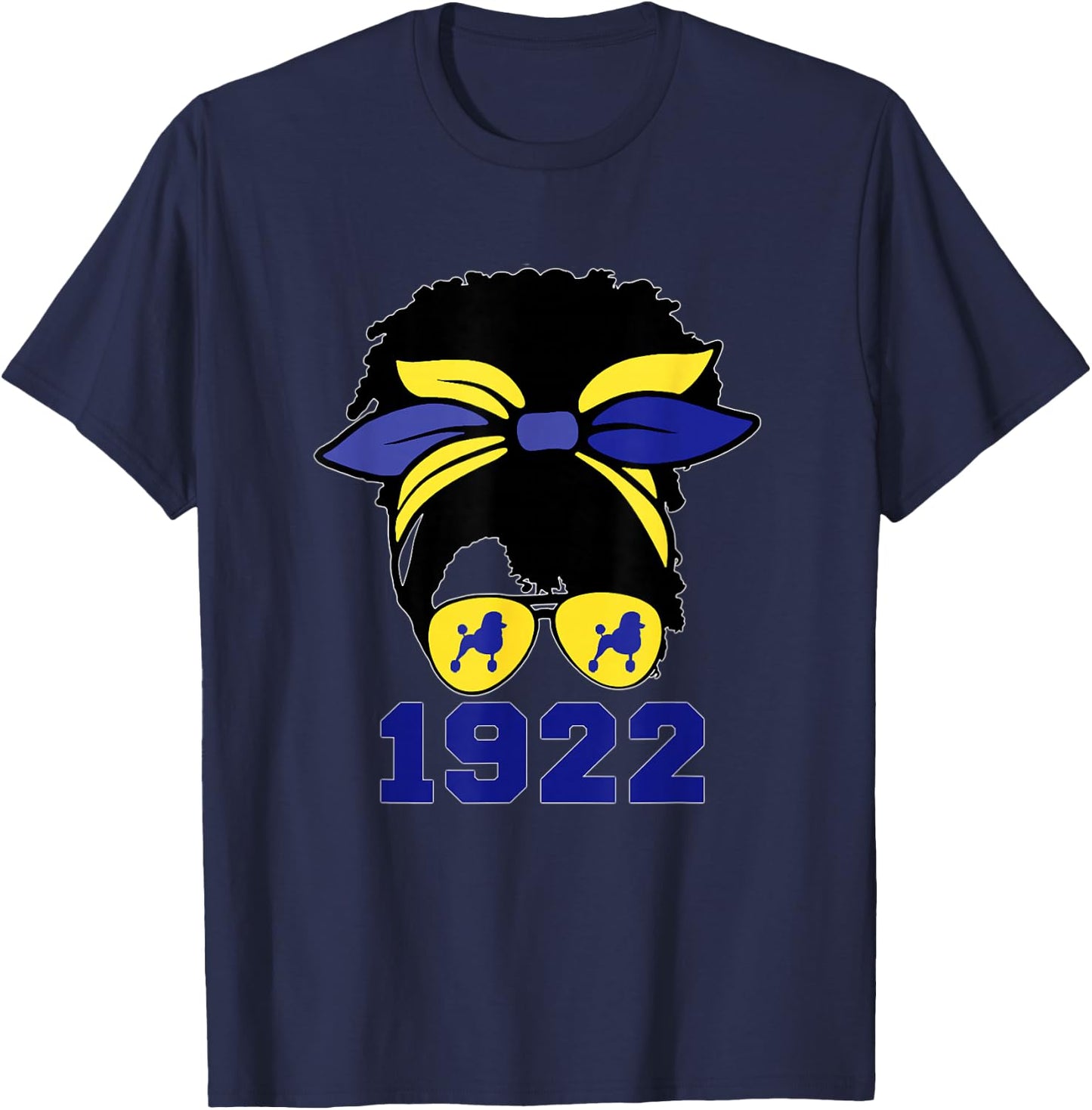 Black Women Afro Hair Rho Sigma 1922 Poodle Dog Lover T-Shirt - T-Shirt | Navy