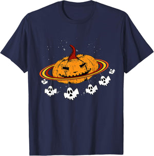 Pumpkin Planet Space Ghost Costume Cool Halloween Gifts T-Shirt - T-Shirt | Navy