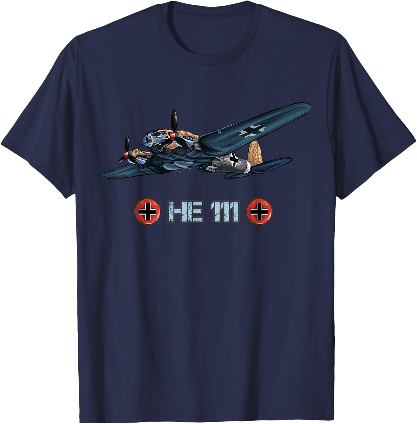 World War 2 German Bomber Heinkel HE 111 memorabilia T-Shirt - T-Shirt | Navy