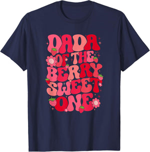 Dada Of The Berry Sweet One Strawberry First Birthday T-Shirt - T-Shirt | Navy