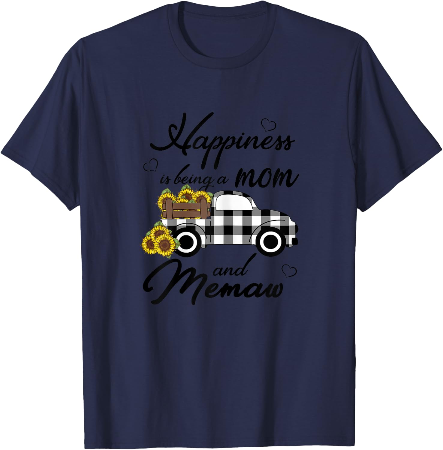 Sunflower Grandma Shirt Happiness is being a Mom and Memaw T-Shirt - T-Shirt | Navy