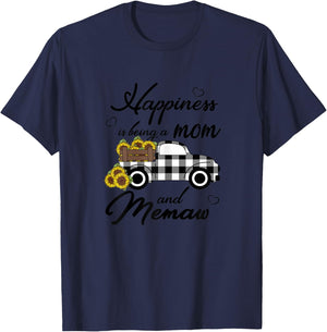 Sunflower Grandma Shirt Happiness is being a Mom and Memaw T-Shirt - T-Shirt | Navy
