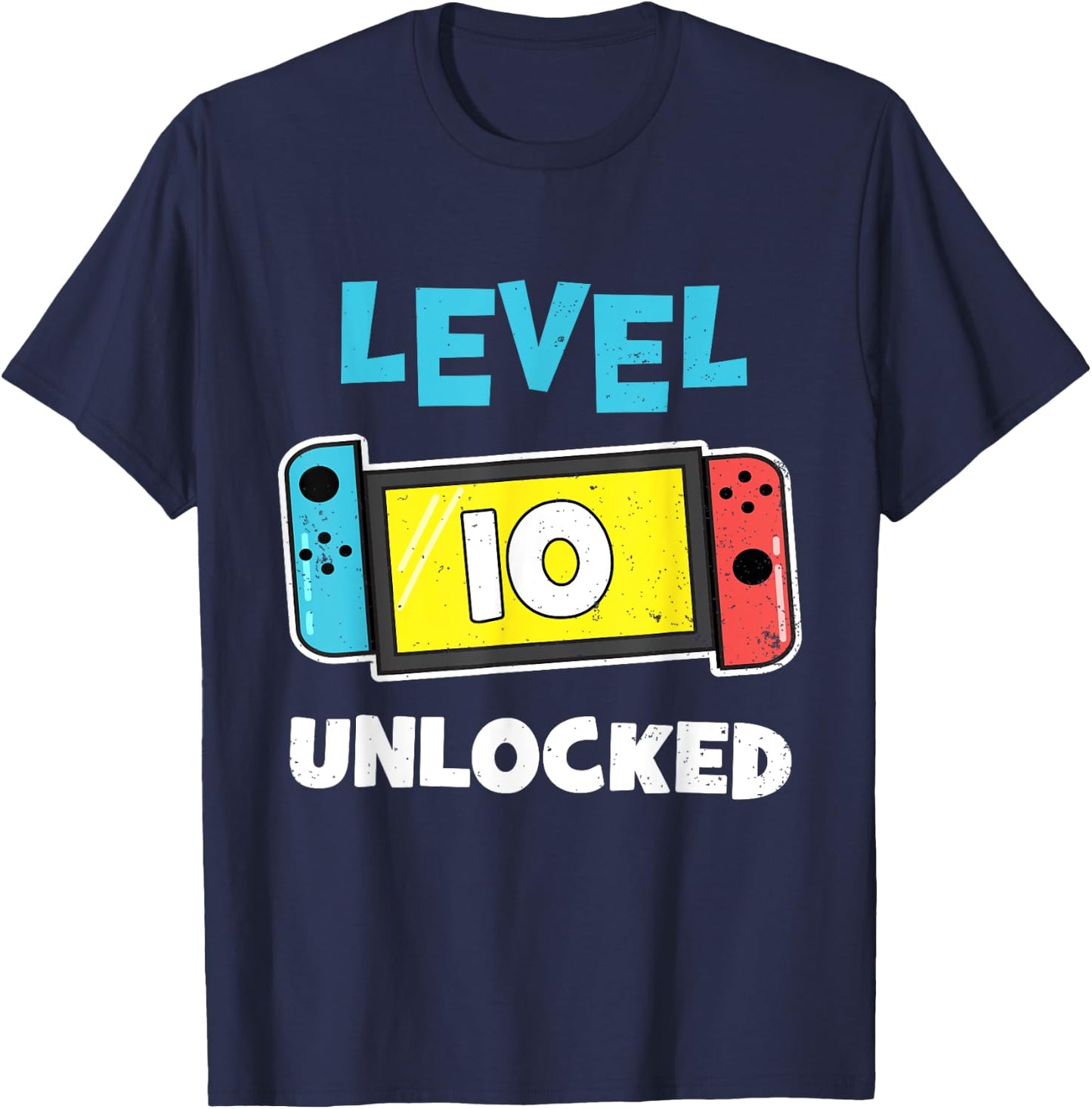 Level 10 Unlocked Gamer 10th Birthday Gift Video Game Lovers T-Shirt - T-Shirt | Navy