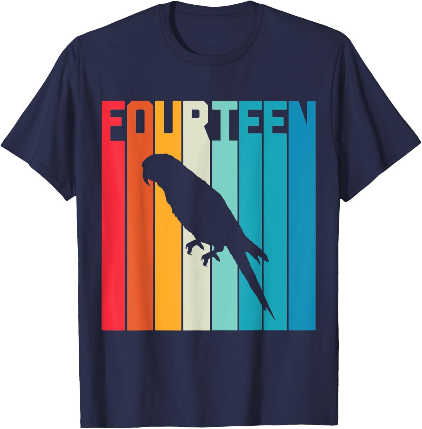 14 Year Old Budgie Parakeet Lover Birthday Cute 14th B-Day T-Shirt - T-Shirt | Navy