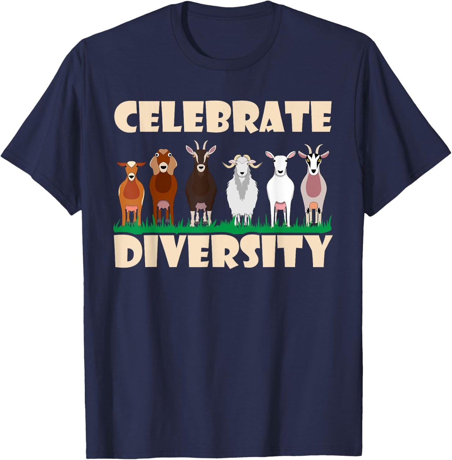 Funny Goat Gift Women Cool Celebrate Diversity Goat T-Shirt - T-Shirt | Navy