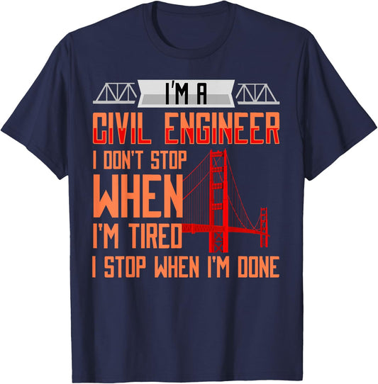 Civil Engineer Funny Bridge Engineering T-Shirt - T-Shirt | Navy