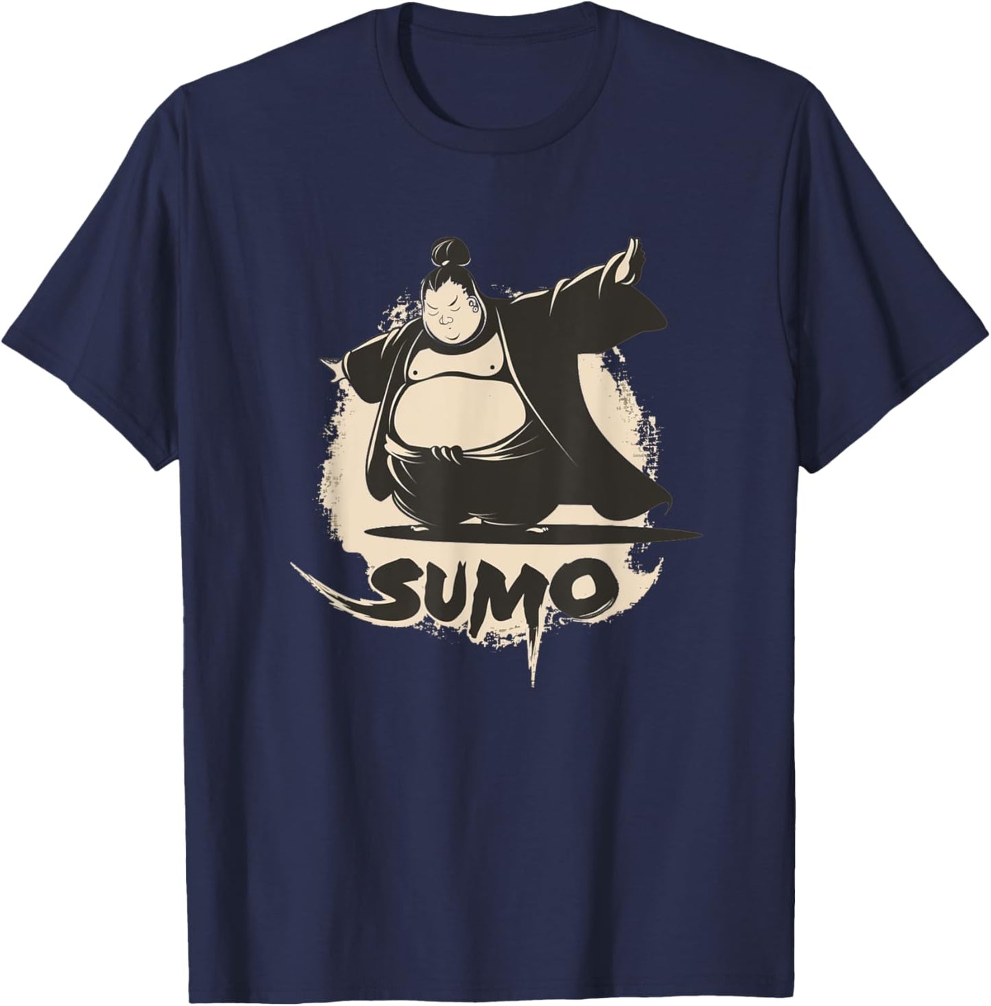 Cool Sumo Outfit -Kids Sumo Fighter Black Small Cartoon Pop T-Shirt - T-Shirt | Navy