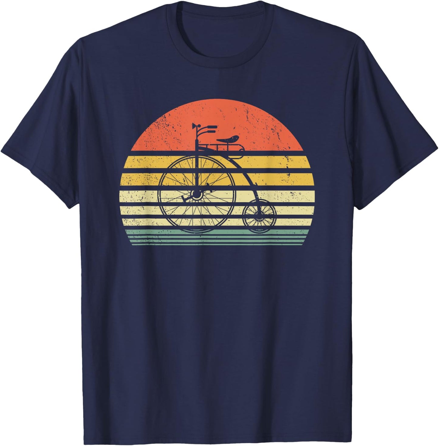 Vintage Penny Farthing Bike - High Wheel Bicycle - Cycling T-Shirt - T-Shirt | Navy