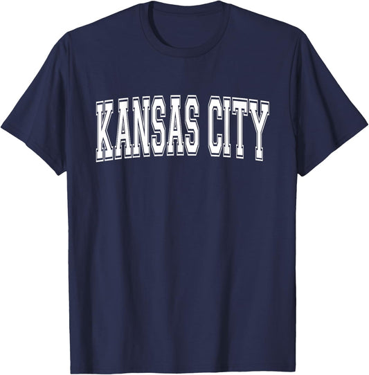 KANSAS CITY KS KANSAS USA Vintage Sports Varsity Style T-Shirt - T-Shirt | Navy