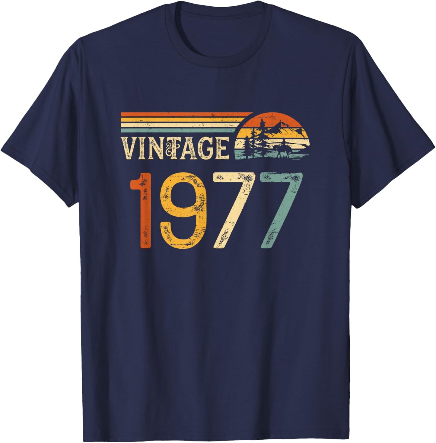 Vintage Made in 1977 - 48th Birthday 48 years old Men Women T-Shirt - T-Shirt | Navy